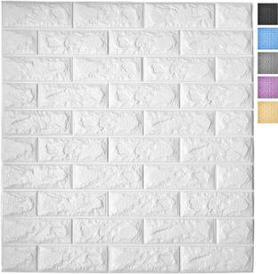 LAAYO 77 cm 3D White Brick Foam Wallpaper (77cm x 70m) Washable Self Adhesive Wallpaper Self Adhesive Sticker