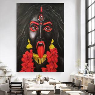 Emo 45.72 cm Maa Kalimaa kali Rudra Roop For Office, High Resolution Sticker 18x12Inc Self Adhesive Sticker