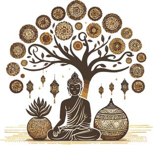 CreativeEdge 62 cm Buddha under a tree Self Adhesive Sticker