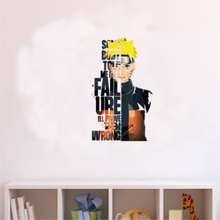 WallWonders 44 cm Artistic Impression " Naruto Uzumak " Multi color Vinly Wall Stickers Self Adhesive Sticker