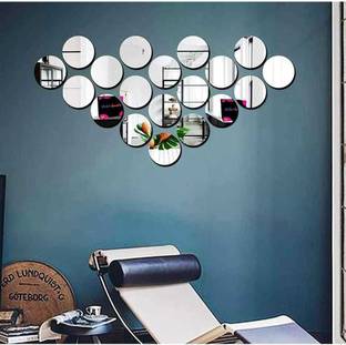 Mirror Sticker 12.5 cm Circle 13 Silver 3D Mirror Stickers Wall Stickers Acrylic Stickers Self Adhesive Sticker