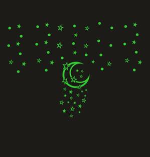 DreamKraft 25 cm Glow in The Dark Galaxy of Stars with Moon Radium Self Adhesive Sticker