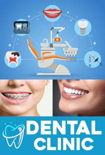ShubhFly 47 cm Hospital Dental Clinic Sticker Wall Poster for Dental Care Teeth Self Adhesive Sticker