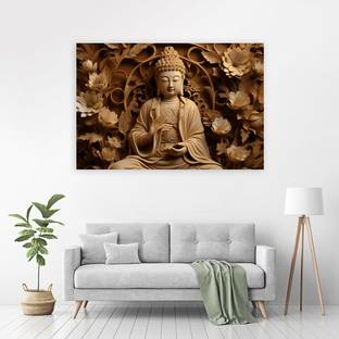 Zrintly 91 cm Gautam Lord Buddha Aesthetic Meditating (Posters-36Inch X 24Inch) Self Adhesive Sticker