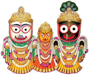 Decor Villa 50 cm 3D Baldev, Subhadra or Jagannath JUST Peel & Stick Trendy for Prayer Room Self Adhesive Sticker