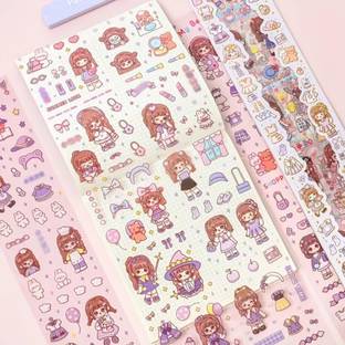 heet 40 cm Dreamy Pastel Adventures: 40 Sheets of Whimsical Cartoon Stickers for Crafts Reusable Sticker