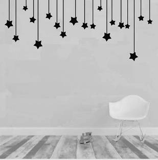 Ashamohar 58 cm Black Star Line Black Stickers for Wall Stickers Self Adhesive Sticker