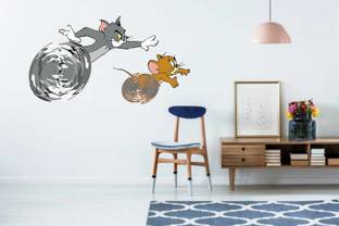 Varadvinayak 60 cm Tom & Jerry Cartoon Home & Wall Art Sticker (Size:-30cm X 60Cm) Self Adhesive Sticker