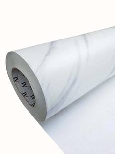 Amezia 200 cm White Marble High Gloss Vinyl Self Adhesive Wallpaper 60x200 cm Self Adhesive Sticker