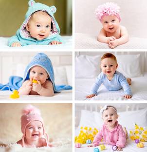ShubhFly 47 cm COMBO Cute Baby Wall Stickers Set of 6 Poster for Pregnant Women - New Born Baby Self Adhesive Sticker