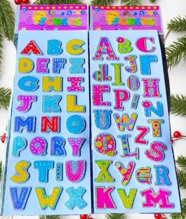 Super Easy 0.6 cm 5 Sheets Kids 3D Puffy English Alphabet Letters Stickers Educational Toys Self Adhesive Sticker