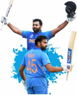 SAI DESIGNS 99 cm rohit sharma batsman wall sticker(58x70) Self Adhesive Sticker