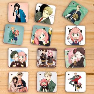 Spy X Family Anime Flash 1mm Thick Cards with Snap Key Ring (Set of 12 Cards 24 Photos Front Back) Glossy Laminated Paper Print