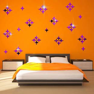 Mirror Sticker 16.56 cm 50 Star Purple - 3D Acrylic Decorative Mirror Murals Wall Stickers Self Adhesive Sticker