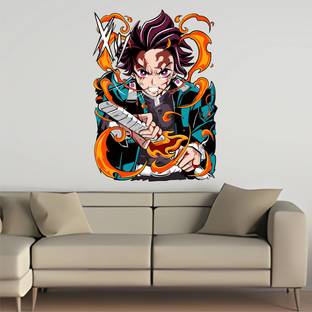 WallBiirds 60 cm Demon Slayer Tanjiro Kamado Anime wall sticker Self Adhesive Sticker