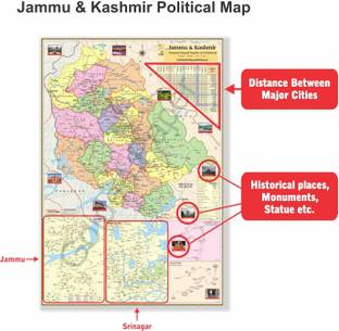 Jammu & Kashmir Map and Ladakh Map. Both Map Size : 40"x28" inch (100x70 Centimeter). In English Language With Important Fact and Figure. Ideal Map For Student and Aspirant of UPSC , PCS , SSC , RAILWAY Exam and Other Competitive Exam. Updated Map. Map of Ladakh, Map of Jammu and Kashmir. Paper Print