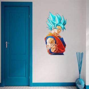 WallWonders 30 cm Artistic Impression " Goku " Multi color Vinly Wall Stickers Size 30X59 Self Adhesive Sticker