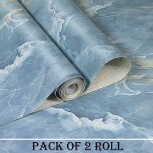 WDIZE 400 cm Kitchen Blue Marble wallpaper For Kitchen, Wall Self Adhesive Sticker