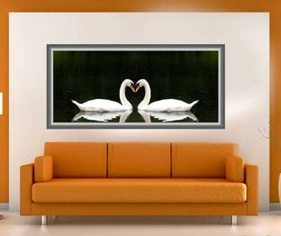 Archi Graphics Studio 96 cm Two White ducks waterproof wallpaper/poster decoratiev sticker (pvc vinyl multicolor wall sticker) Removable Sticker