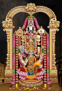 ShubhFly 47 cm Lord Tirupati Balaji with Lakshmi Ji Wall Sticker Venkateswara for Home Decor Self Adhesive Sticker