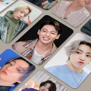 Niki Enterprises 11 cm BTS Jungkook Bias Pack Photocard ( Set of 16 ) + 2 Free Stickers Self Adhesive Sticker