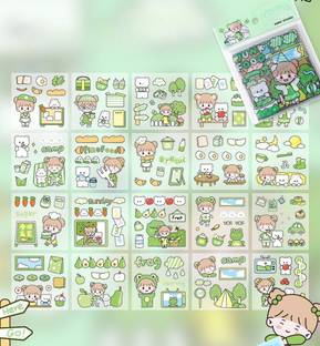 DGSELL CREATIONS 8 cm Style Cute Cartoon Hand Account Book 20 Stickers Decorative Small Pattern Self Adhesive Sticker