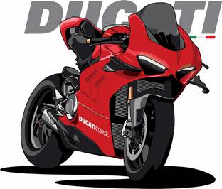 ArtfulDecals 60 cm Ducati panigalle Red Bike wall sticker Self Adhesive Sticker