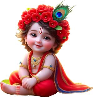 LAKSHIT ENTERPRISES 50 cm cute little Krishna wall sticker PVC vinyl (50x50) Self Adhesive Sticker