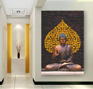 DivineDesigns 46 cm Gautam Buddha Leaf Self Adhesive Sticker