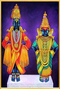 ShubhFly 47 cm Vitthal Rukmini Sticker Lord Vitthal Wall Poster for Home Decor Self Adhesive Sticker