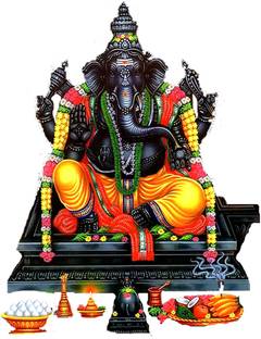 WallHunt 50 cm Karpaga Vinayagar Self Adhesive Sticker