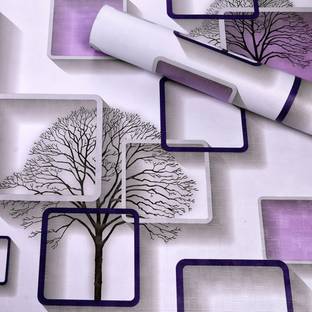 Maefele 304 cm Abstract Geometric Design Self-Adhesive PVC Wallpaper in Purple (304 CM X 45 CM) Self Adhesive Sticker