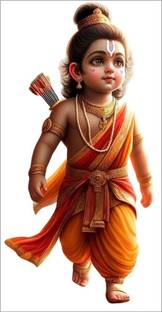 Approach Decor 60 cm Sticker for Kids Room/Living RoomPVC Vinyl Lord Ram ji God of Ayodhya Ram Wall Self Adhesive Sticker