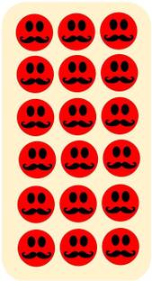 BlackDreams 2.5 cm 500pc Round Smiley with Mustache & Big Eyes Sticker/Labels 25mm (1inch), Red Self Adhesive Sticker