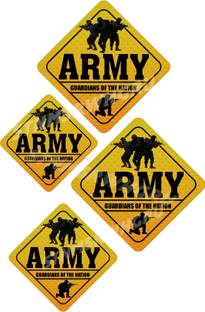 HindK 5 inch ARMY STICKERS PACK of 6 (3 Sizes) Waterproof ARMY Sticker for Car Self Adhesive Sticker