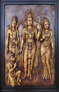 Stickers Mart 58 cm 3D BEAUTIFUL GOLDEN RAM LAXMAN SITA HANUMAN JI WALL STICKER Removable Sticker