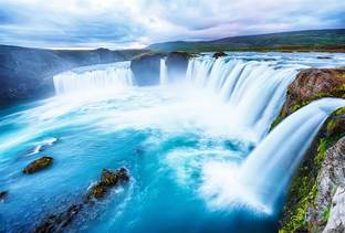 ShubhFly 47 cm Beautiful Vastu Waterfall Nature Wall Sticker for Home Decor Size 47X32 CM Self Adhesive Sticker
