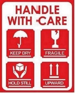 BlackDreams 10.16 cm Fragile Handle with Care Label with for Logo (4x6 inch (100 Stickers) Self Adhesive Sticker