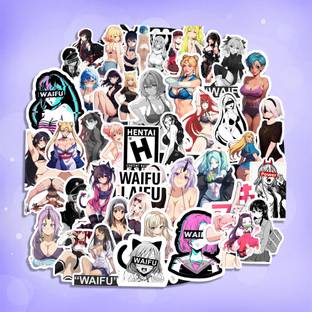 Nineties Kids 10 cm 50-Pack Anime Stickers| Epic Waifu Collage Featuring Anime Lovers, Waifu Posters Self Adhesive Sticker