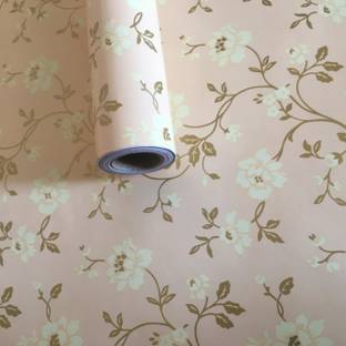 CRAZYGOL 500 cm Wall Stickers Floral Damask Self Adhesive, Living Room, Hall (45 x 500 cm) Non-Reusable Sticker