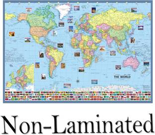 World Map Wall Chart With Flags of Country, Size : 40"x28" inch (100x70 cm) Bottom of Map Shows Flag of Country More Than 190+. Updated 1 January 2020. Paper Print