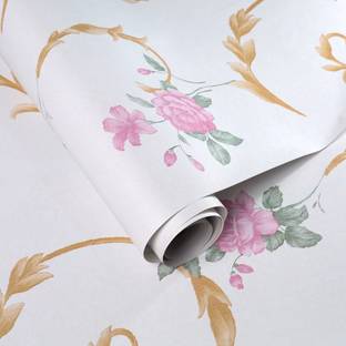 RosaStella 304.8 cm Self Adhesive Stickers Waterproof Vinyl PVC Floral Wallpaper ( 304.8x 45.72 ) Self Adhesive Sticker
