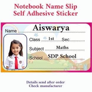 Siragudesign 9 cm Notebook Name slip (9cm x 5cm) Self Adhesive Sticker