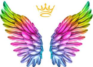 AH Decals 60 cm 3D Colorful Wings Animated Wall Sticker 3D Background Removable Sticker Self Adhesive Sticker