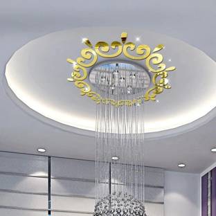 Flipkart SmartBuy 50 cm Golden European Round Flower Decoration Wall Mirror Sticker (49.4 CM x 49.4 CM) Self Adhesive Sticker