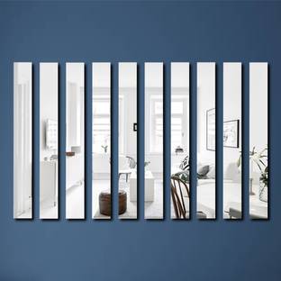 Chote Mote Seller 24 cm Strip 30 Silver Mirror Sticker for wall, acrylic sticker for wall Self Adhesive Sticker
