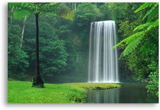 PRINTHUBS 60.96 cm Natural Waterfall Poster For Livingroom Home Wall Decor (Size 24x18 Inch)S11 Self Adhesive Sticker