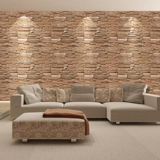 Flipkart SmartBuy 100 cm 3D Brown stone brick Wallpaper(100CM X45CM) Self Adhesive Sticker