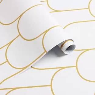 Wollzo 1000 cm Wall Stickers DIY Decals Wallpaper (45 x 1000 cm) White Geometric Self Adhesive Sticker