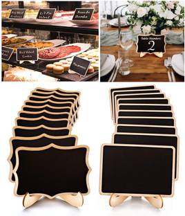 CLITHS 10 cm Wooden Mini Chalkboard, Table Numbers, Display Signs, Message Board Chalkboard Sticker